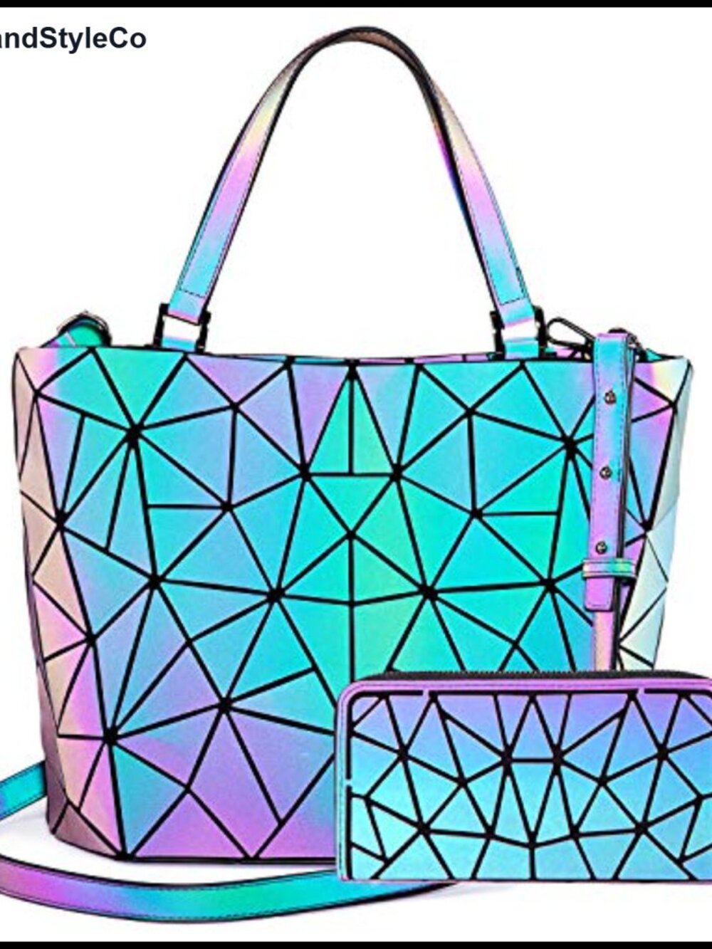 LOVEVOOK Geometric Luminous Crossbody Bag & Wallet Set Hobo